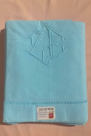 Drap lin turquoise 190/240