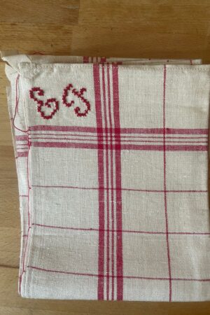 Lot de 5 torchons anciens ayant quelques petites taches 60/75 cm