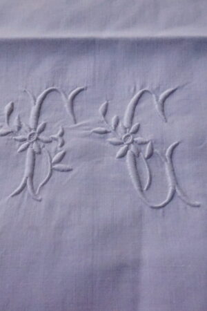 Paire de taies anciennes en fil, monogramme FG – jour en bordure (Années 1900–1930)